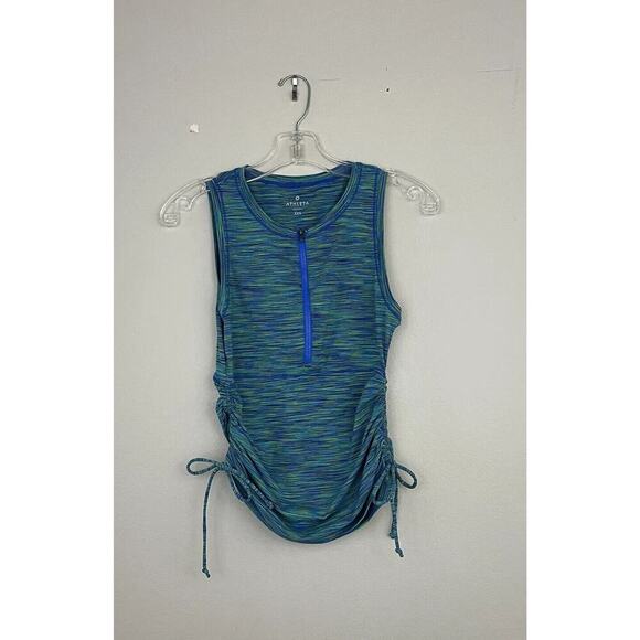 Athleta Other - Athleta Rash Guard Space Dye Swim Top Side Scrunch Quarter Zip Size XXS Tank